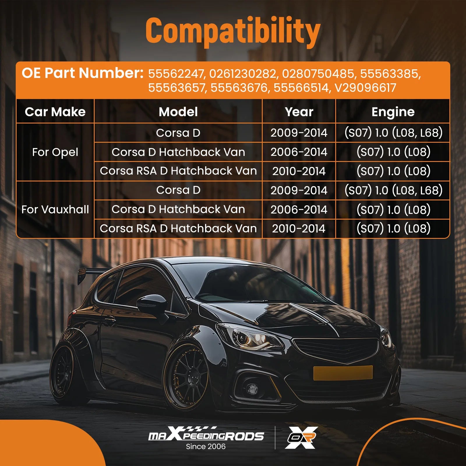 Czarny matowy opel vauxhall corsa d hatchback z obniżonym sportowym zawieszeniem i felgami alloy intake manifold dla opel