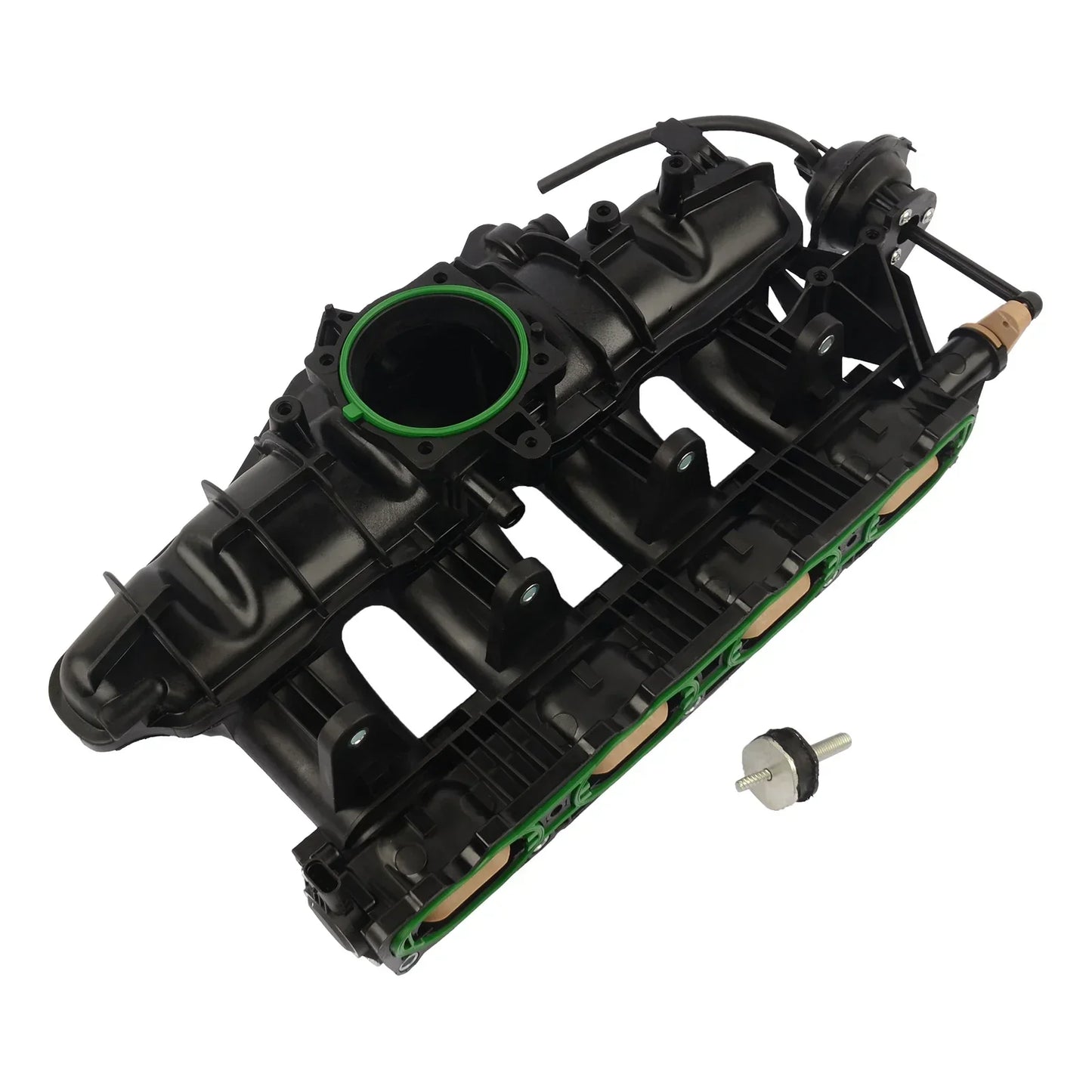 Czarny plastikowy kolektor ssący ap01 z zielonymi uszczelkami gumowymi i śrubą do audi a4 b8 06h198211a cab cabb cabd