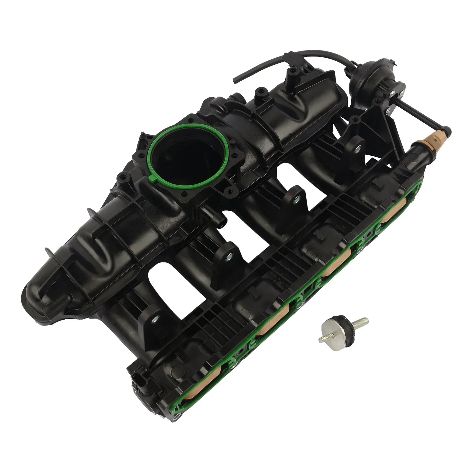 Czarny plastikowy kolektor ssący ap01 z zielonymi uszczelkami gumowymi i śrubą do audi a4 b8 06h198211a cab cabb cabd