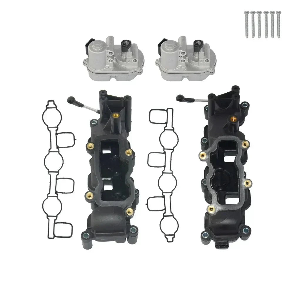Czarno-srebrny kolektor dolotowy z klapami swirl audi vw 2.7 3.0 tdi z złotymi śrubami