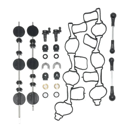 Czarny gumowy zestaw uszczelek z metalowymi prętami i plastikowymi elementami do kolektora dolotowego z klapami swirl audi vw tdi