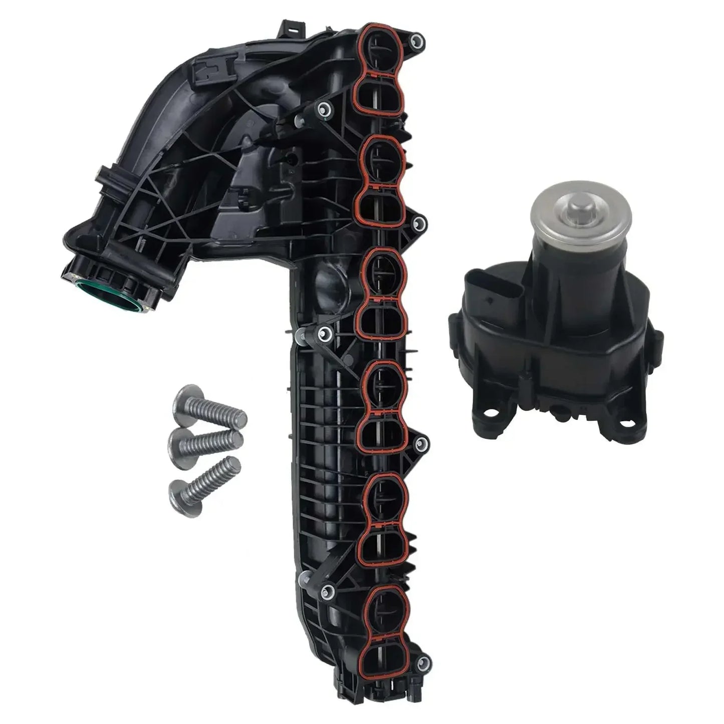 Ap03 kolektor dolot black plastic intake manifold with red rubber gaskets and black coolant pump for bmw n57