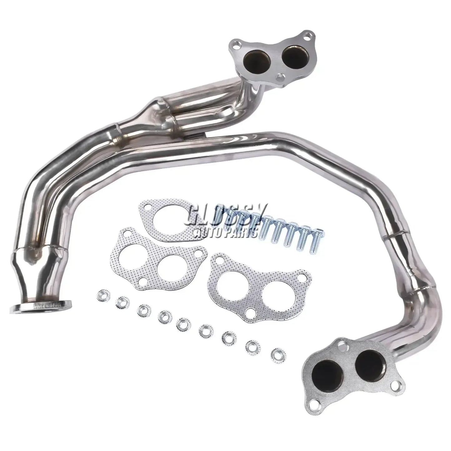 Ap03 kolektor wydechowy do subaru impreza rs 2.5 ej25 stal nierdzewna lśniący chrom z uszczelkami i śrubami