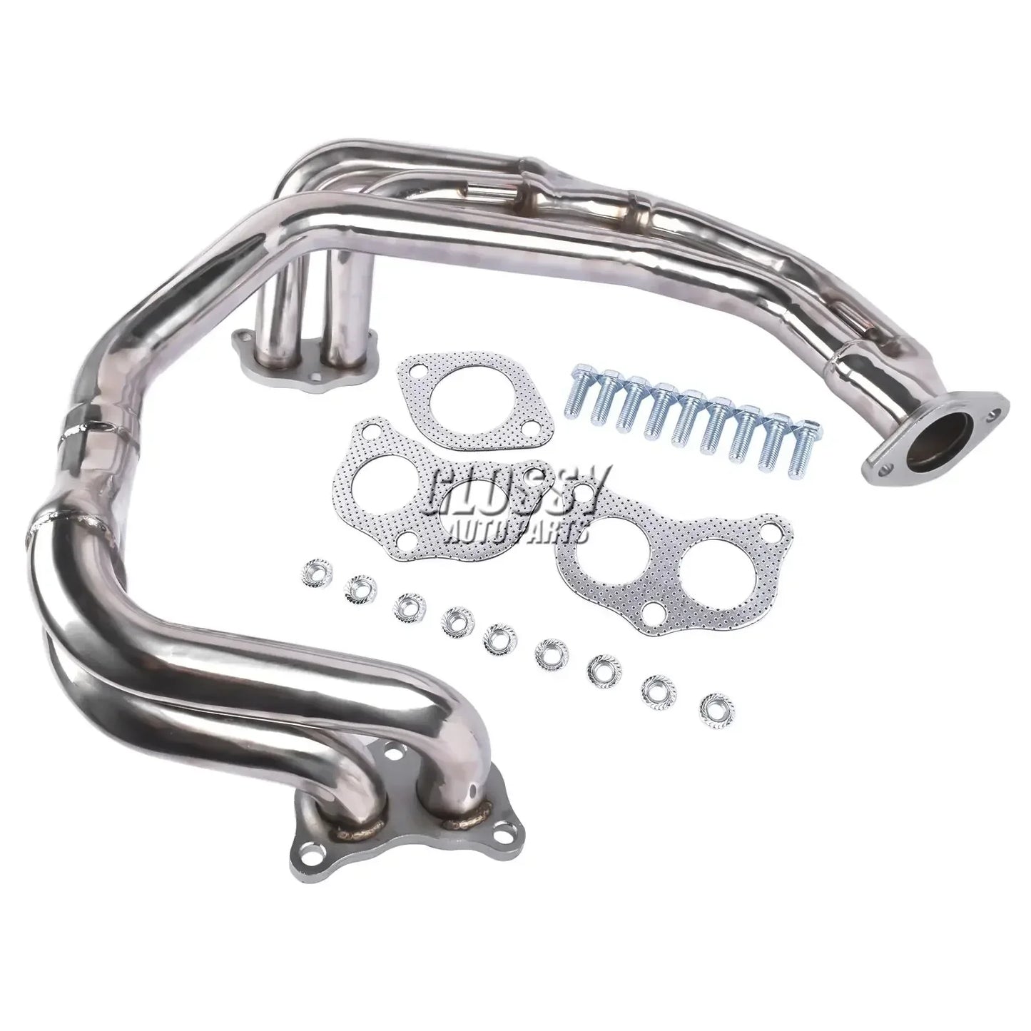 Shiny chrome-finished ap03 kolektor wydechowy stainless steel exhaust manifold with matching gaskets and bolts for subaru impreza