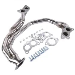 Ap03 kolektor wydechowy subaru impreza rs 2.5 ej25 1997-2005 stal nierdzewna chromowany zestaw z uszczelkami i śrubami