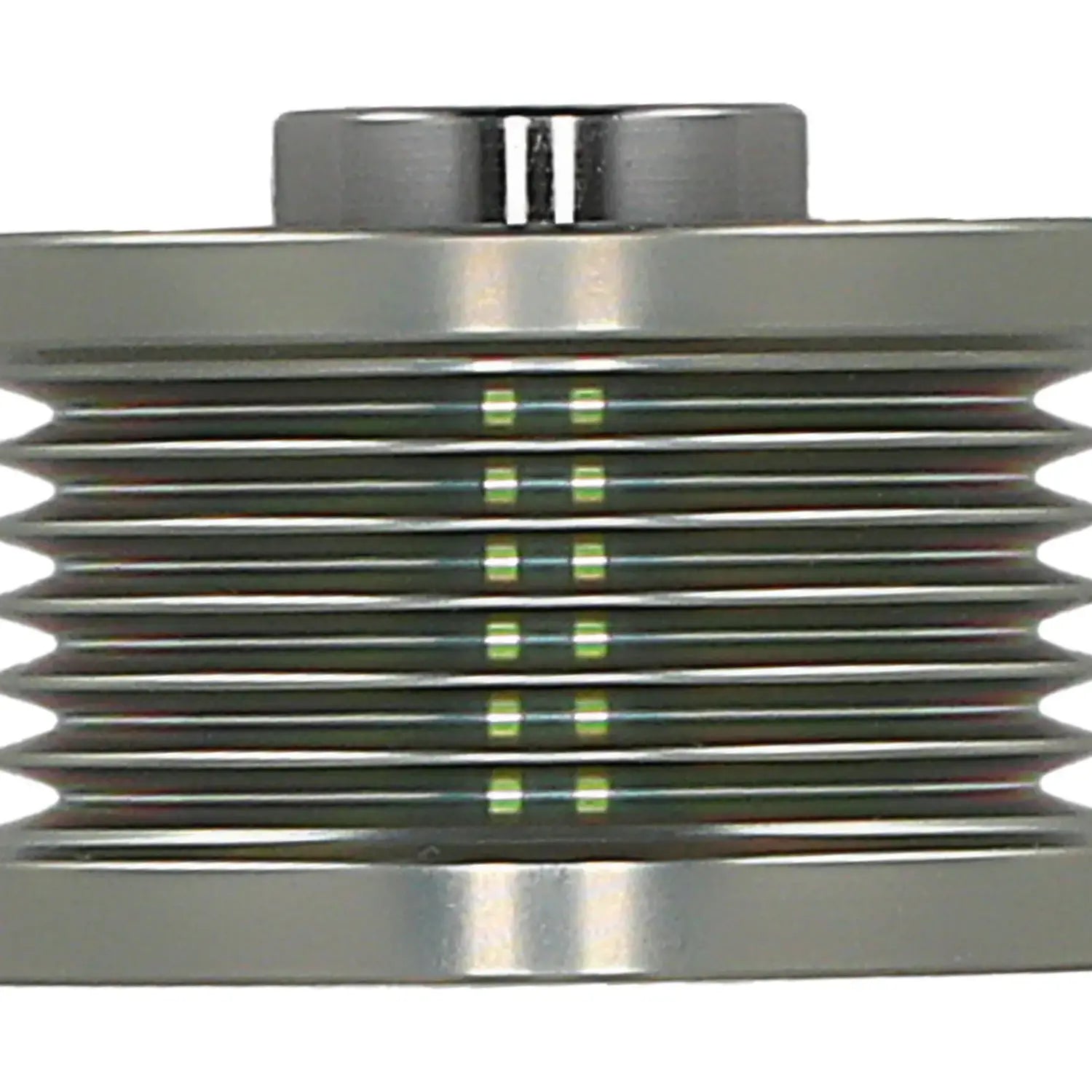 Srebrne metaliczne koło pasowe alternatora z biegiem jednokierunkowym do bmw 3er e46 e92 330d z zielonymi diodami led