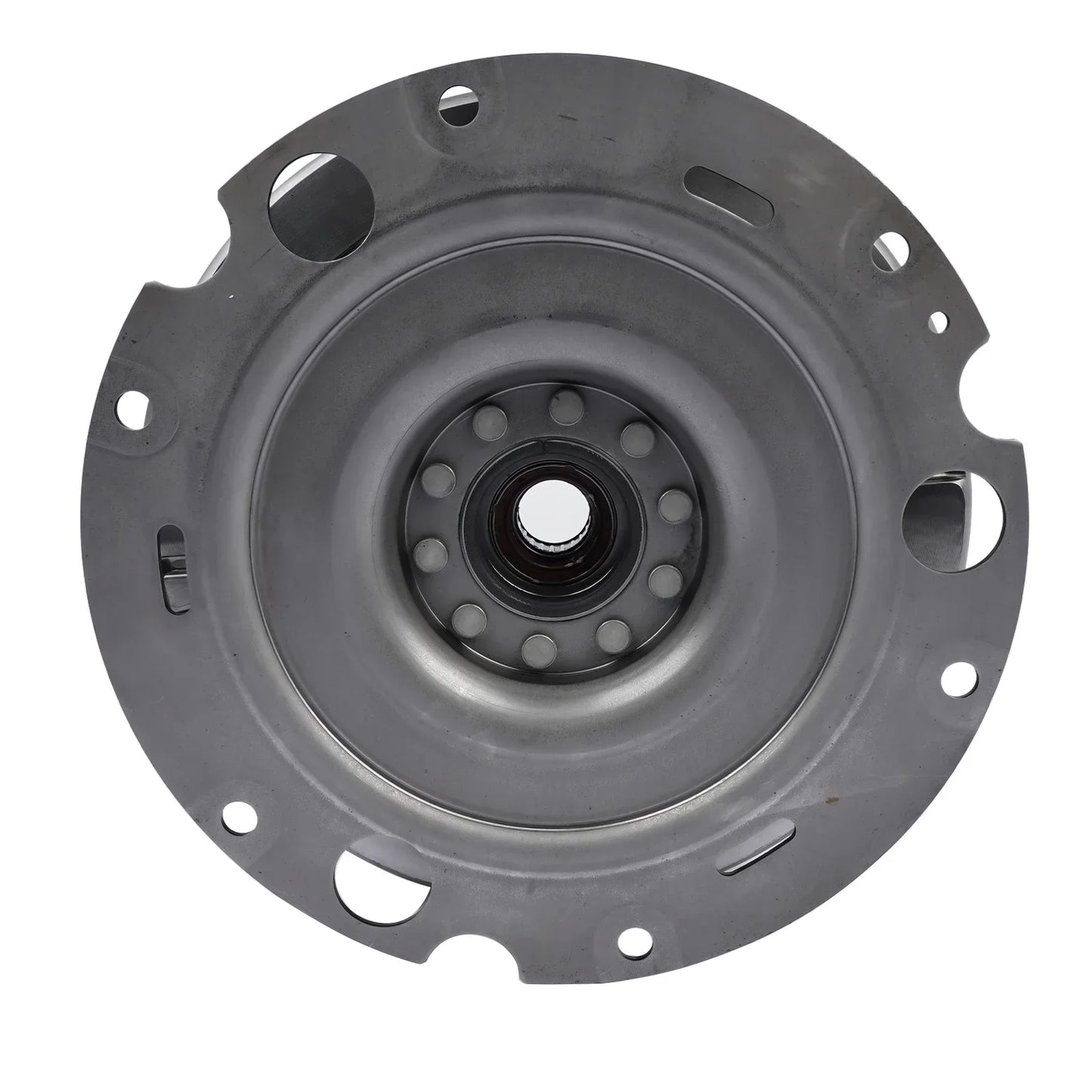 Szary metaliczny flywheel z okrągłym wzorem i otworami na śruby do audi a4 avant 8t3 8f7 8ta cjcb csub