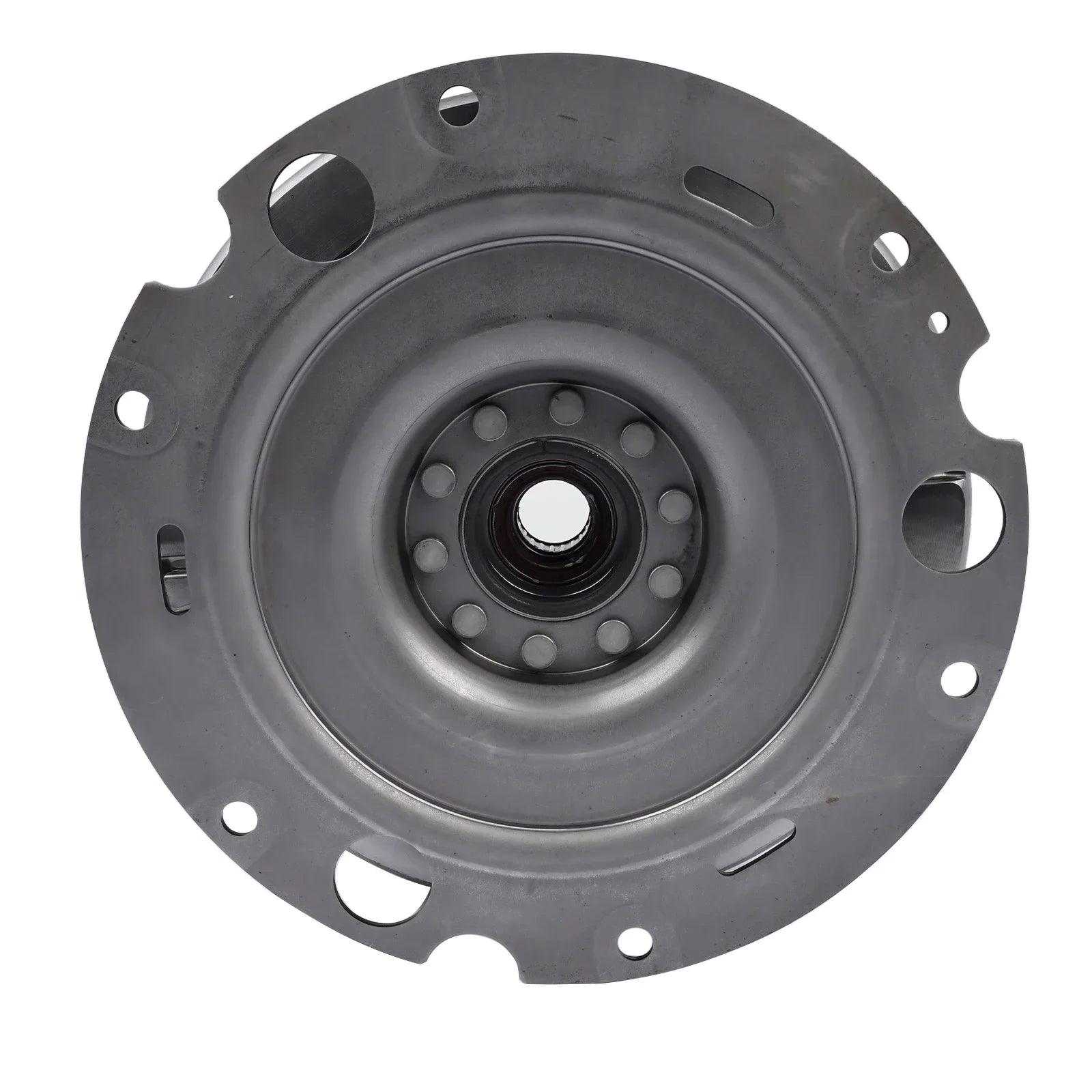 Szary metaliczny flywheel z okrągłym wzorem i otworami na śruby do audi a4 avant 8t3 8f7 8ta cjcb csub