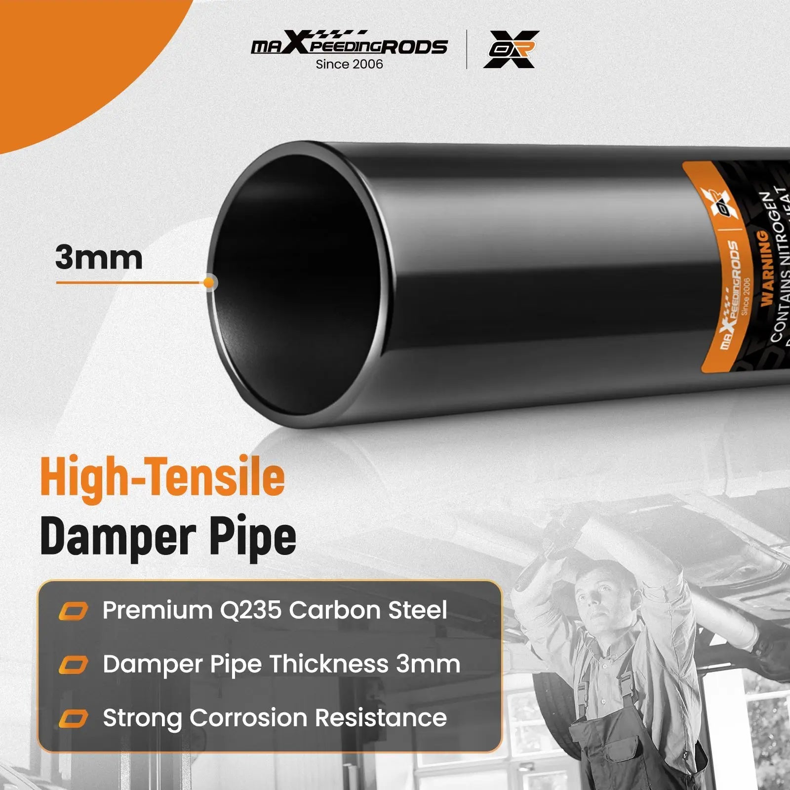 Czarny 3mm amortyzator tylny z rury wytrzymałej q235 stal carbon do ford fiesta mxr maxpeedingrods -40°c