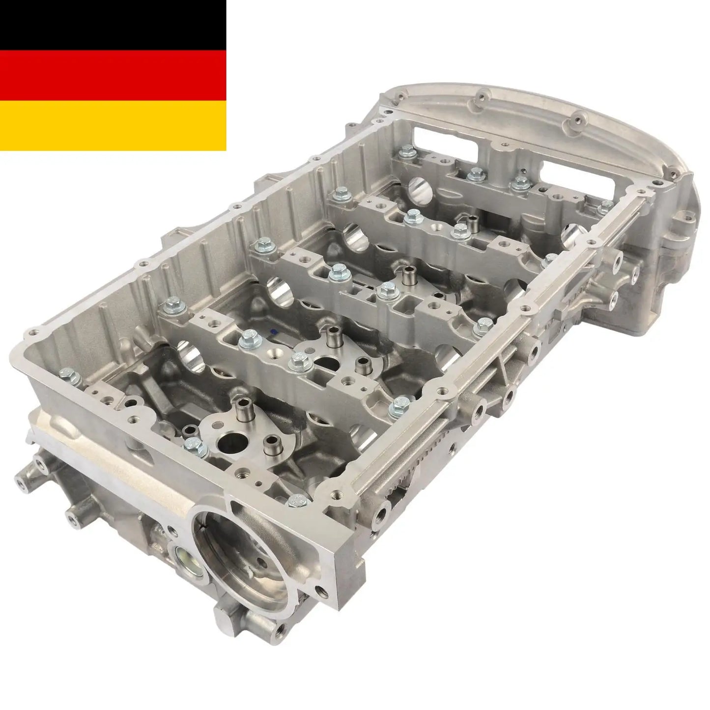 Srebrna głowica cylindryczna ap03 z aluminium do ford ranger 2.2 dci bk3q6c032ad z widocznymi otworami na śruby