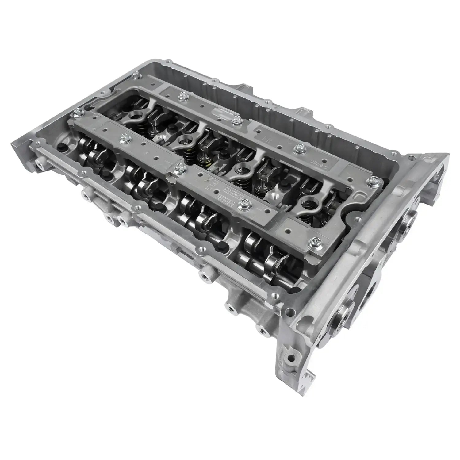 Gray metallic full cylinder head rmfb3q6c032aa with visible valve train for ford transit ranger 2.2 rwd mk7 mk8 2011-2018 oe number