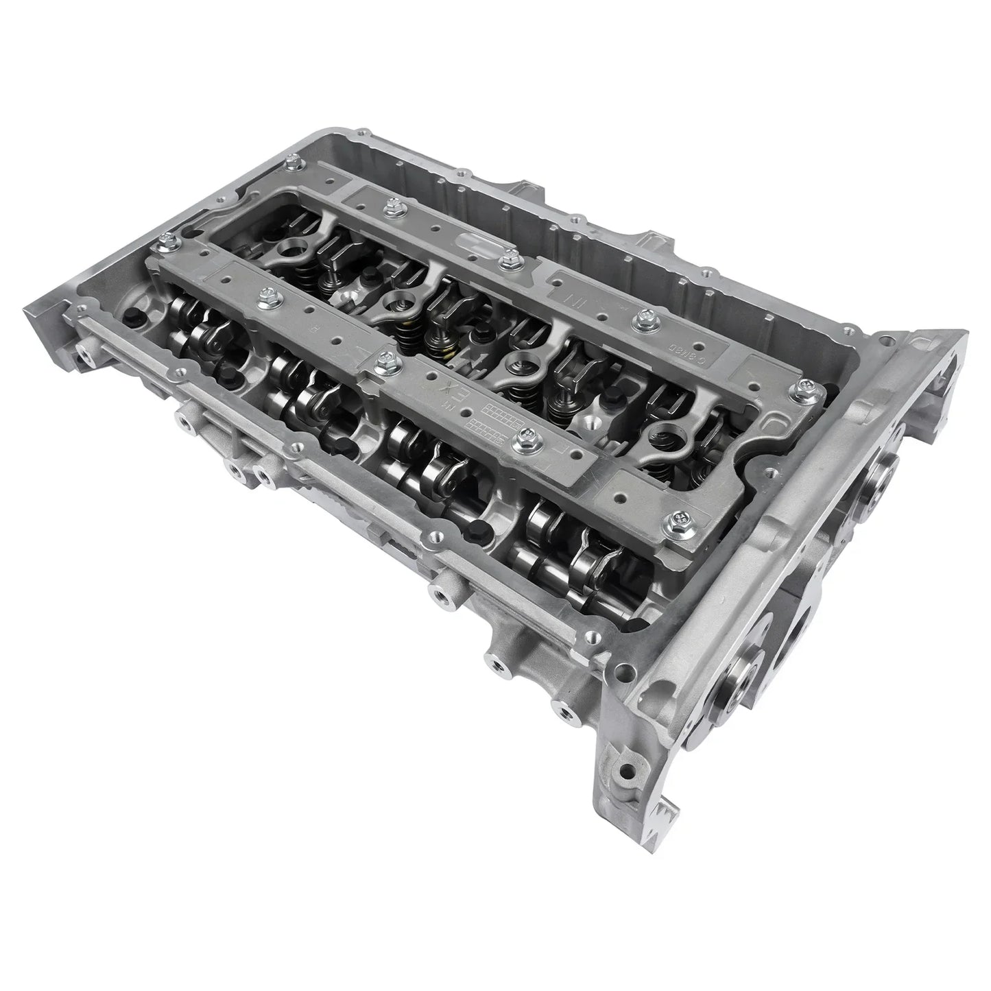Gray metallic full cylinder head rmfb3q6c032aa with visible valve train for ford transit ranger 2.2 rwd mk7 mk8 2011-2018 oe number