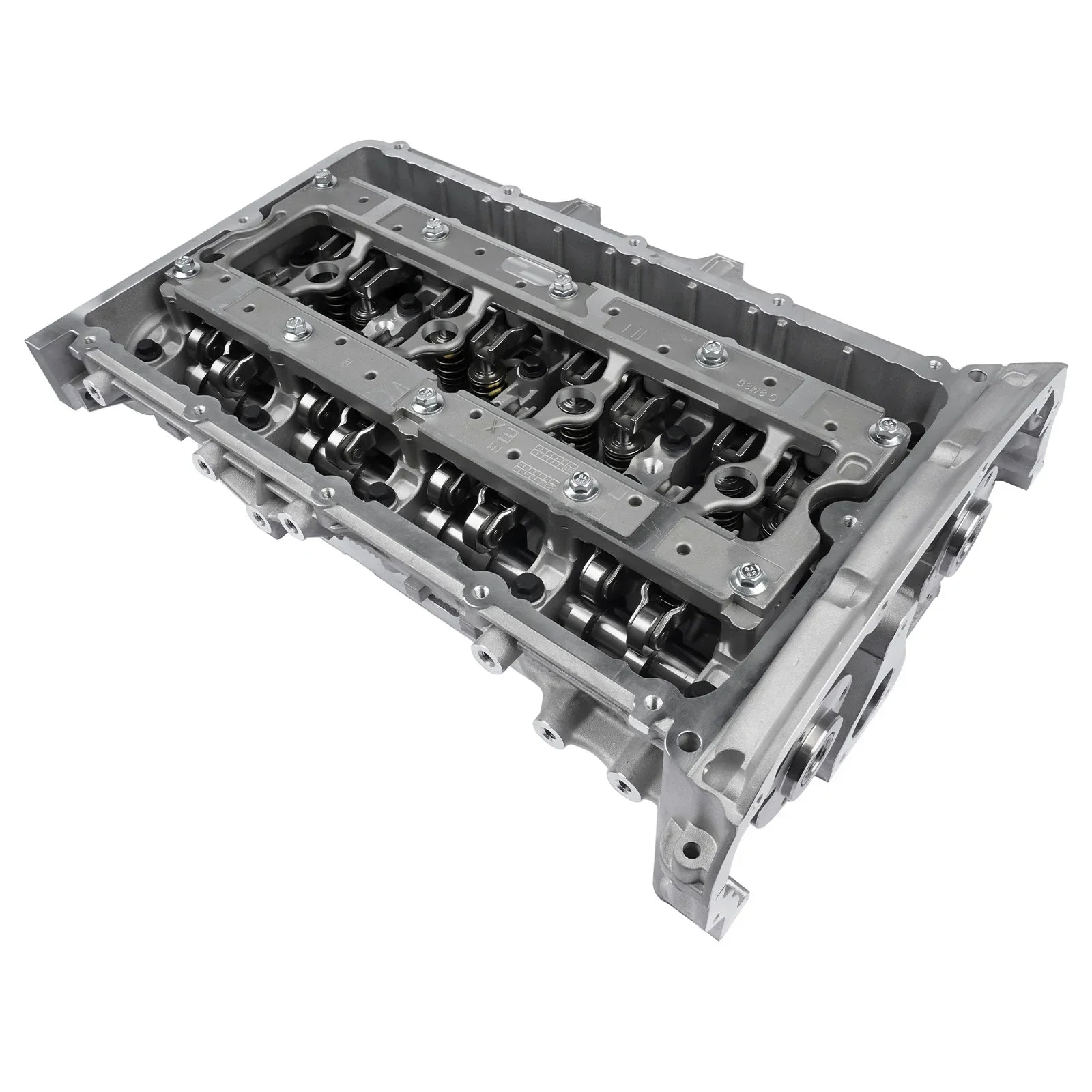 Gray metallic full cylinder head rmfb3q6c032aa with visible valve train for ford transit ranger 2.2 rwd mk7 mk8 2011-2018 oe number