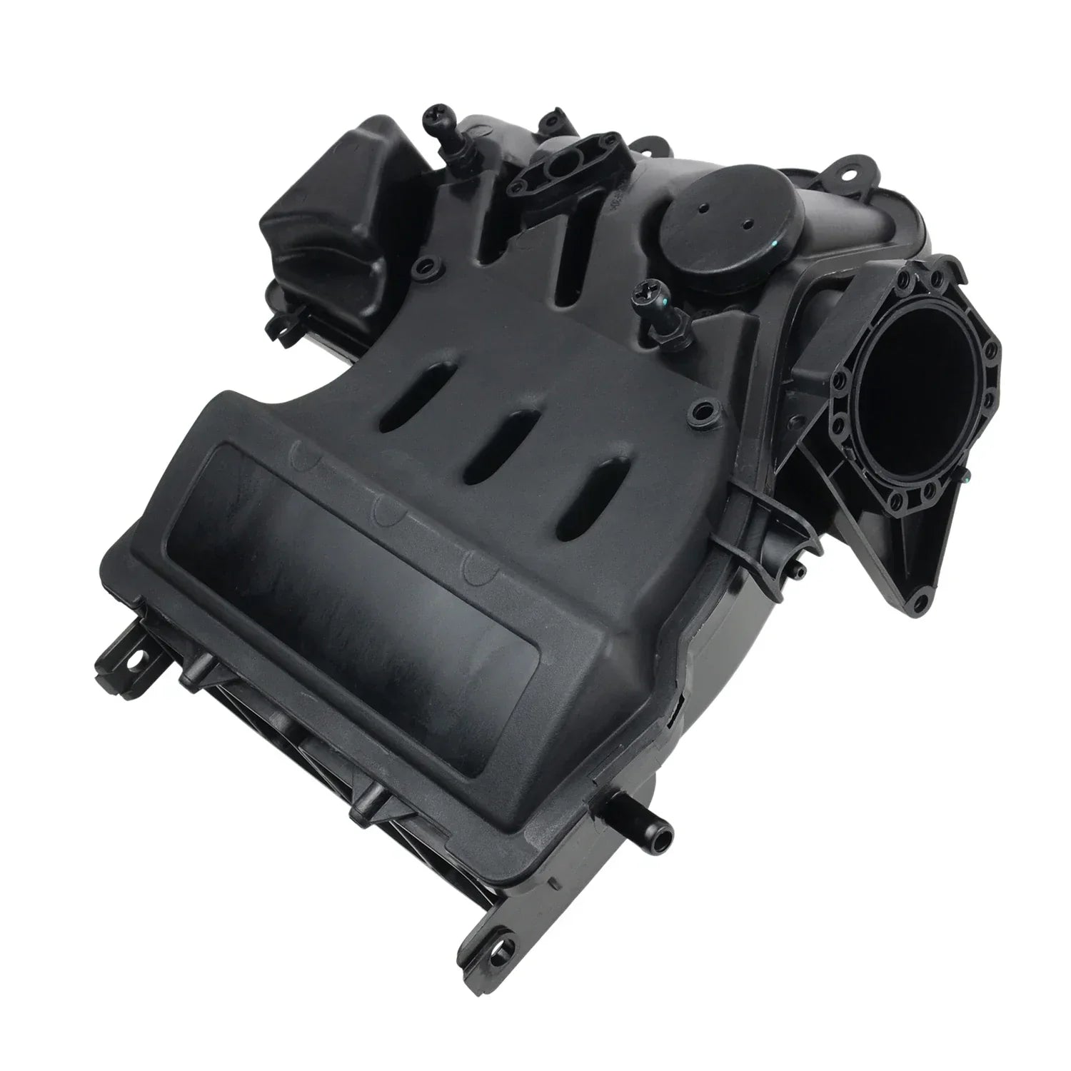 Czarny plastikowy kolektor dolotowy bse ayd z formowanymi konturami i zintegrowanymi punktami montażowymi do vw audi skoda seat