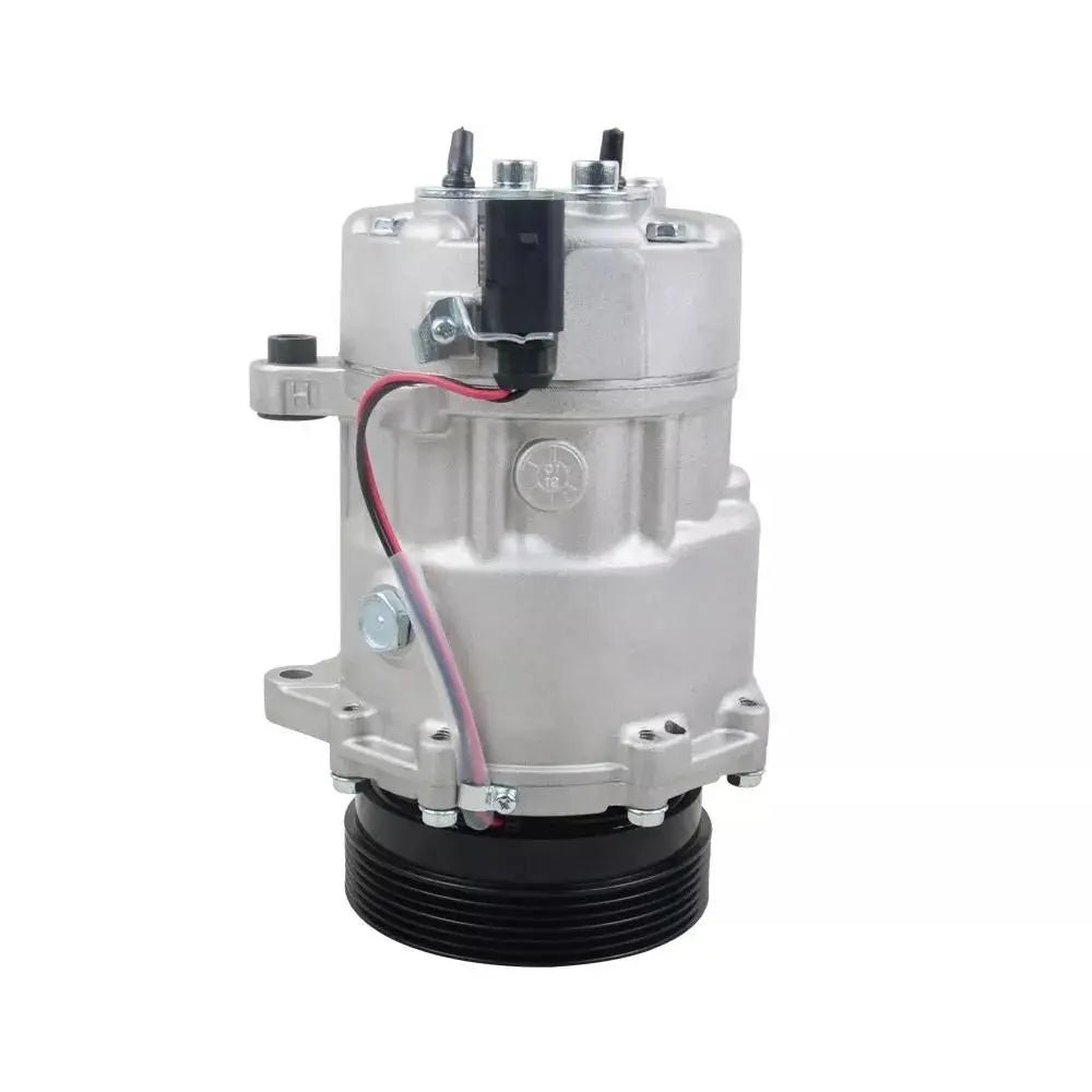 Compressor klimatyzacji do samochodu ap01 srebrny metalowy z czarną rolką i okablowaniem pasuje do skoda octavia 1j0820803l 1j0820803lx