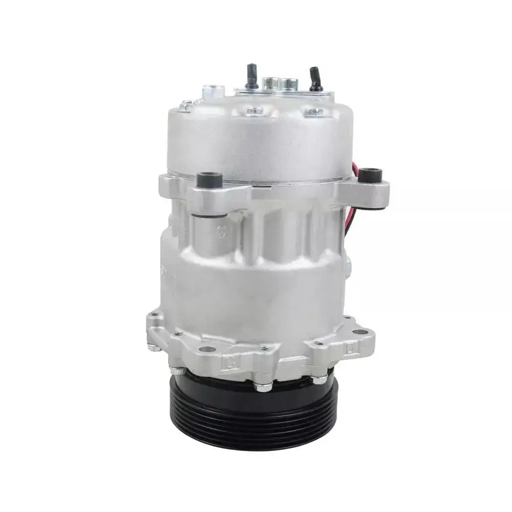 Srebrny aluminiowy kompresor klimatyzacji ap01 z czarną żeberkową podstawą i gwintowanymi złączami do skoda octavia part number 1j0820803l 1j0820803lx