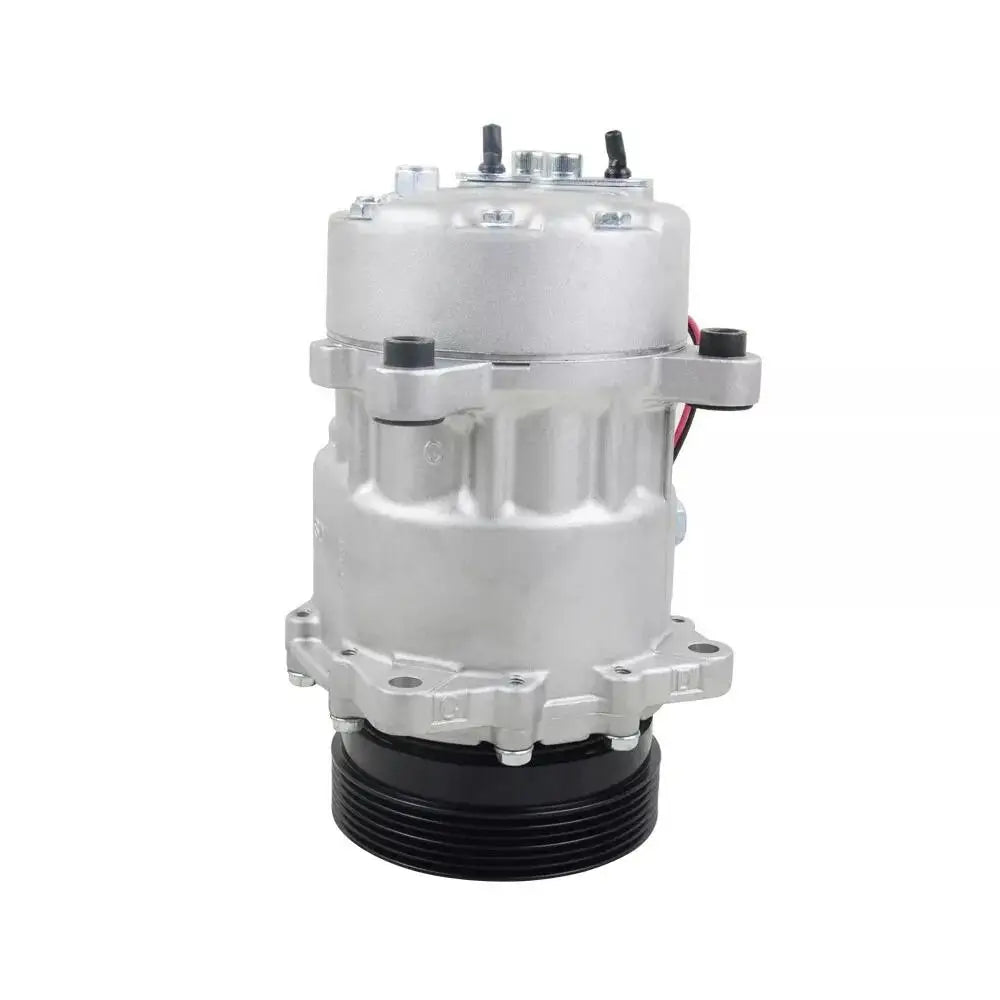 Srebrny aluminiowy kompresor klimatyzacji ap01 z czarną żeberkową podstawą i gwintowanymi złączami do skoda octavia part number 1j0820803l 1j0820803lx