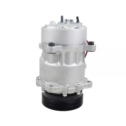 Srebrny aluminiowy kompresor klimatyzacji ap01 z czarną żeberkową podstawą i gwintowanymi złączami do skoda octavia part number 1j0820803l 1j0820803lx