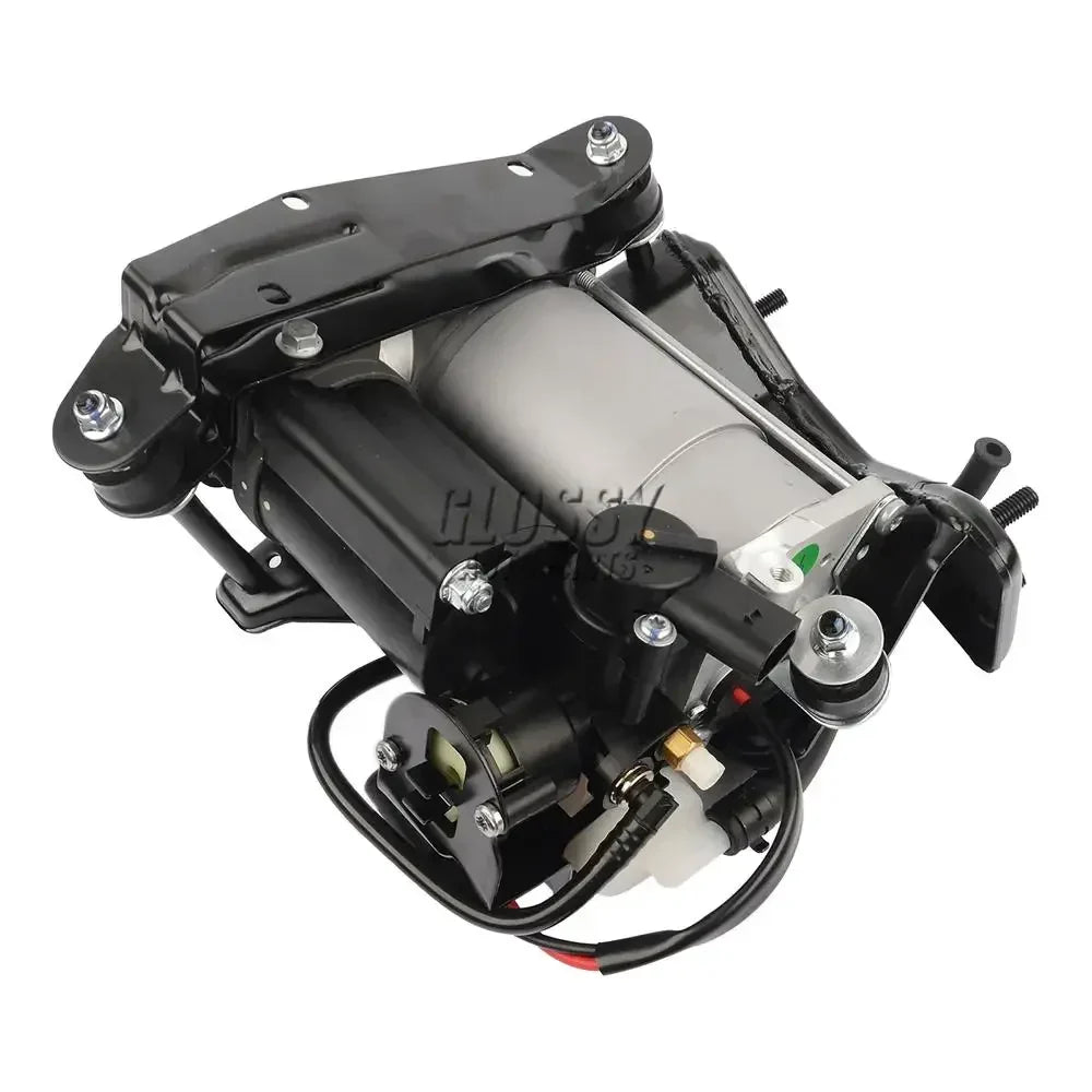 Czarno-srebrny kompresor zawieszenia ap03 z cylindrycznym zbiornikiem i wtyczkami do jaguar xj x350 x358 xj8