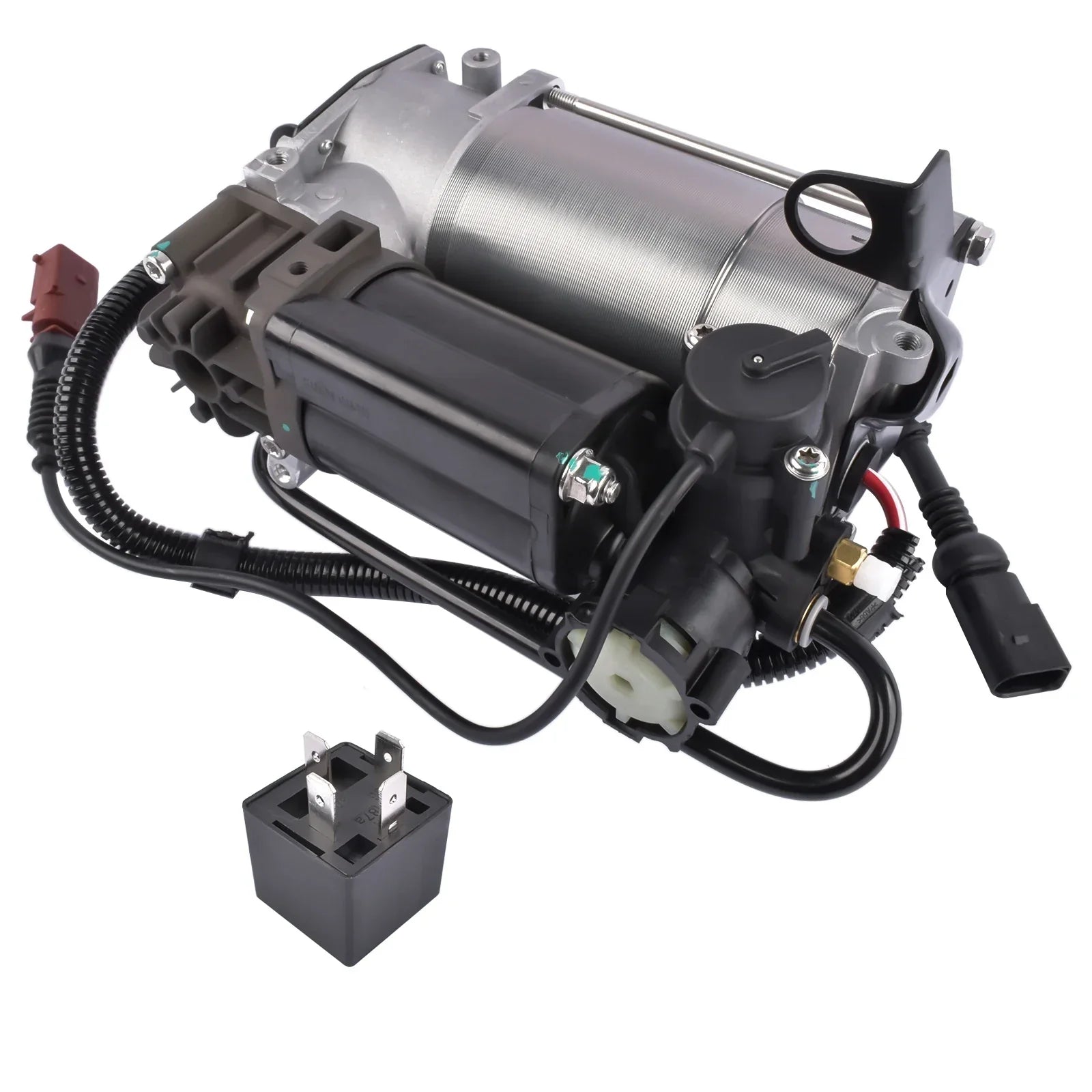 Czarno-srebrny kompresor zawieszenia powietrznego ap01 z wiązkami do audi a8 s8 quattro d3 2002 2010