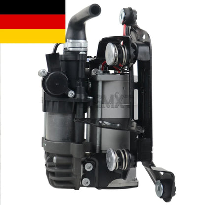 Czarny i srebrny kompresor pompy zawieszenia powietrznego ap03 z przewodami i mocowaniami do bmw 7er g11 g12 725d 730d 740i