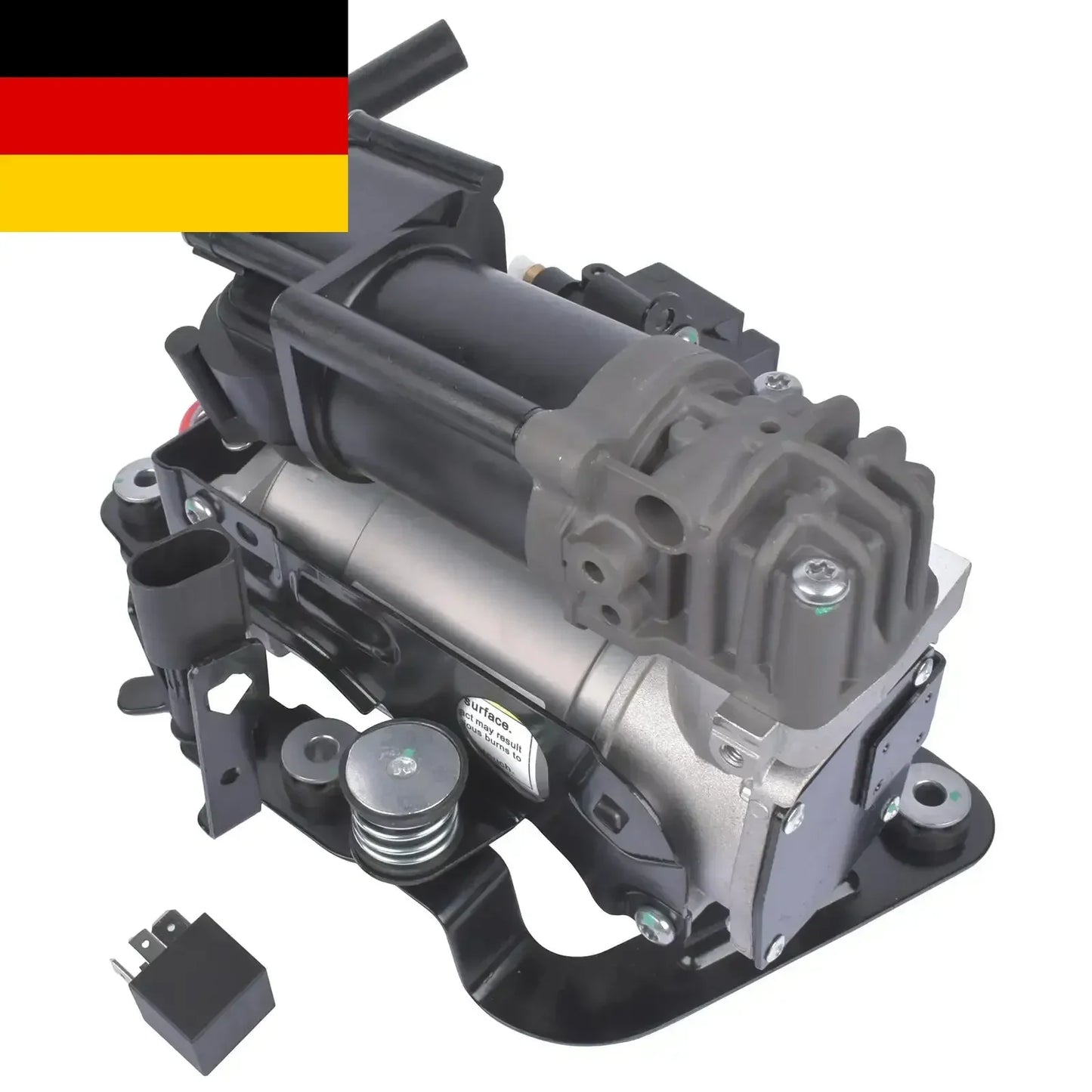 Czarno-srebrny kompresor zawieszenia powietrznego ap03 z czarnym mocowaniem do bmw serii 5 6 g31 g32 g38