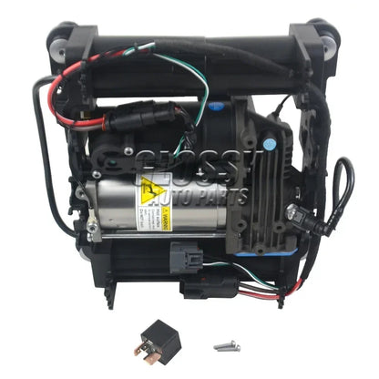 Black and silver air suspension compressor with wiring and brackets for range rover l322 lr041777 pompa kompresora