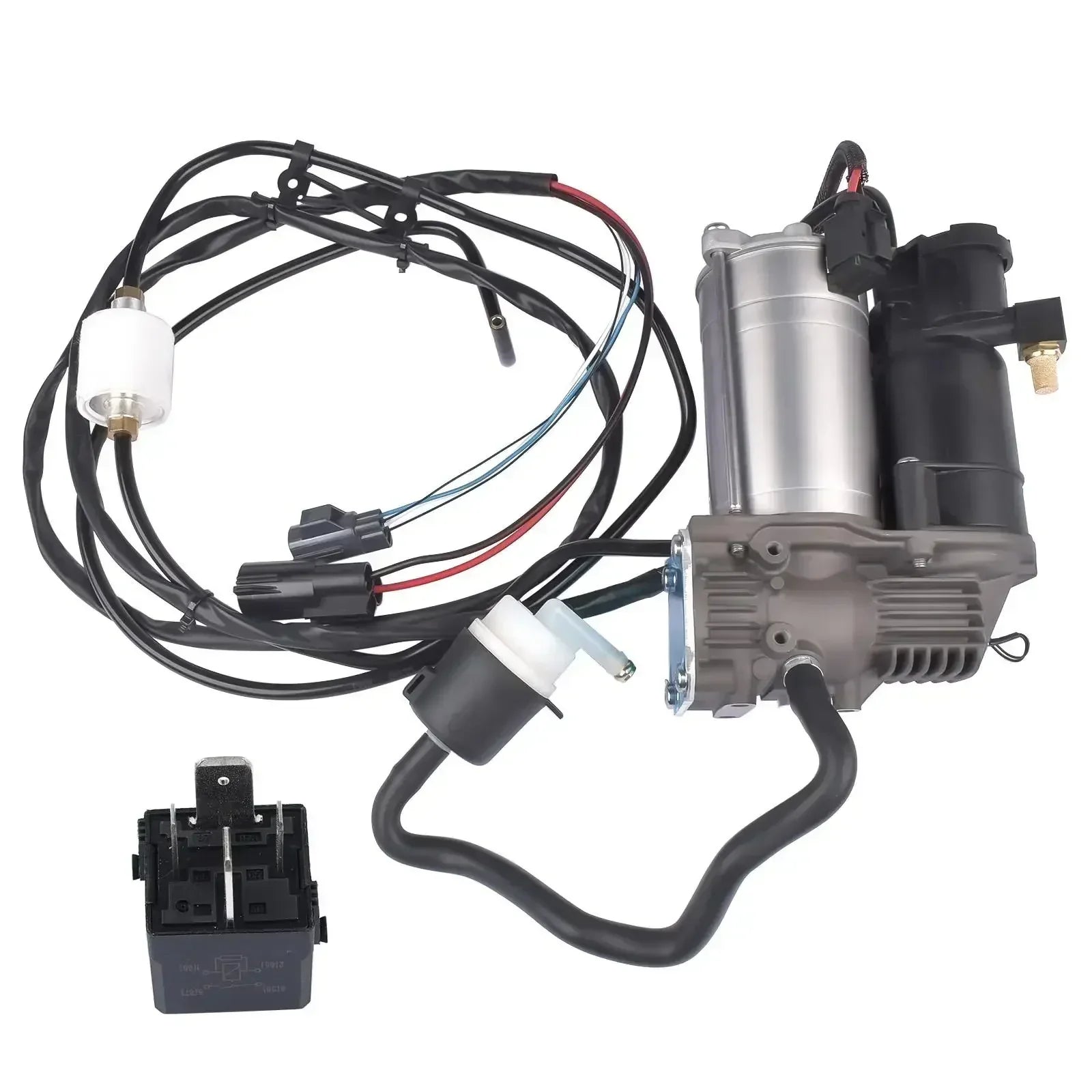 Silver i czarny kompresor zawieszenia powietrznego z przewodami do range rover sport l494 l405 lr044566