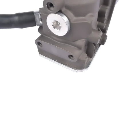 Gray metallic hydraulic pump with silver hexagonal bolt and black hose for range rover sport suspension kompressor ap03