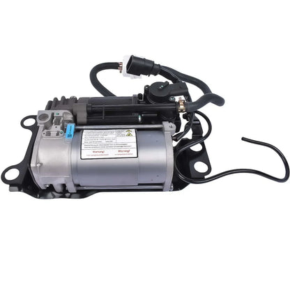 Silver and black air suspension compressor with cylindrical body and hoses for audi a8 4h2 4h8 4hc 4hl 2009-2017
