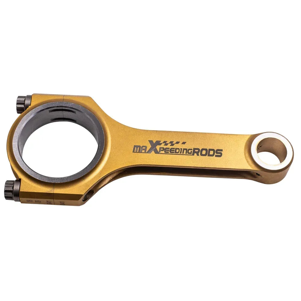 Goldowe korbowody aluminiowe maxpeedingrods h beam do bmw e36 e46 m52b28 z czarnymi panewkami chrome moly