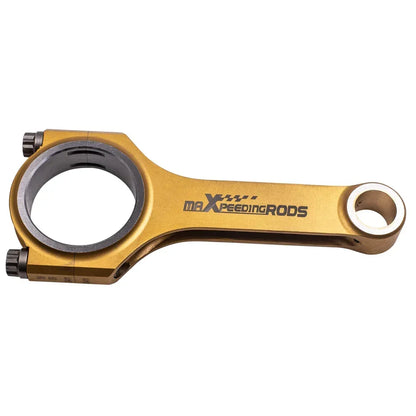 Goldowe korbowody aluminiowe maxpeedingrods h beam do bmw e36 e46 m52b28 z czarnymi panewkami chrome moly