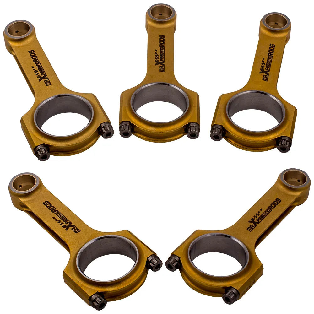 Korbowody h-beam mr x-performance rods złote kute z czarnymi śrubami do b5234t volvo 850 c70 t5 139,5mm
