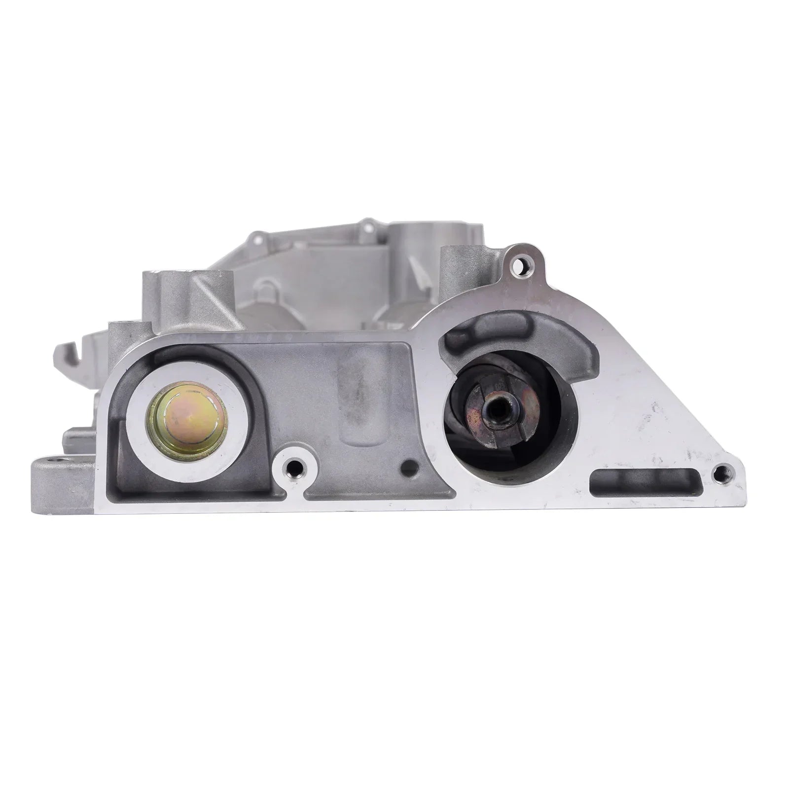 Srebrny metaliczny miska olejowa silnika z dwoma okrągłymi otworami gk2q6e262ac ford transit gk2q6e262ag