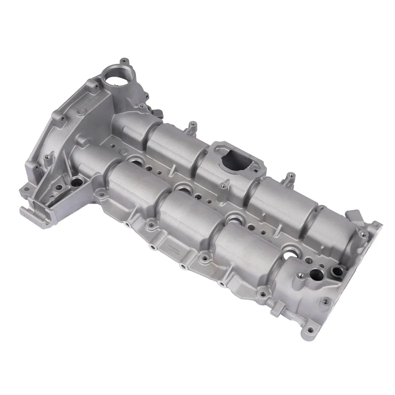 Srebrna metaliczna pokrywa zaworów gk2q6e262ac ford transit z obrobionym odlewanym aluminium i cylindrycznymi przejściami gk2q6e262ag