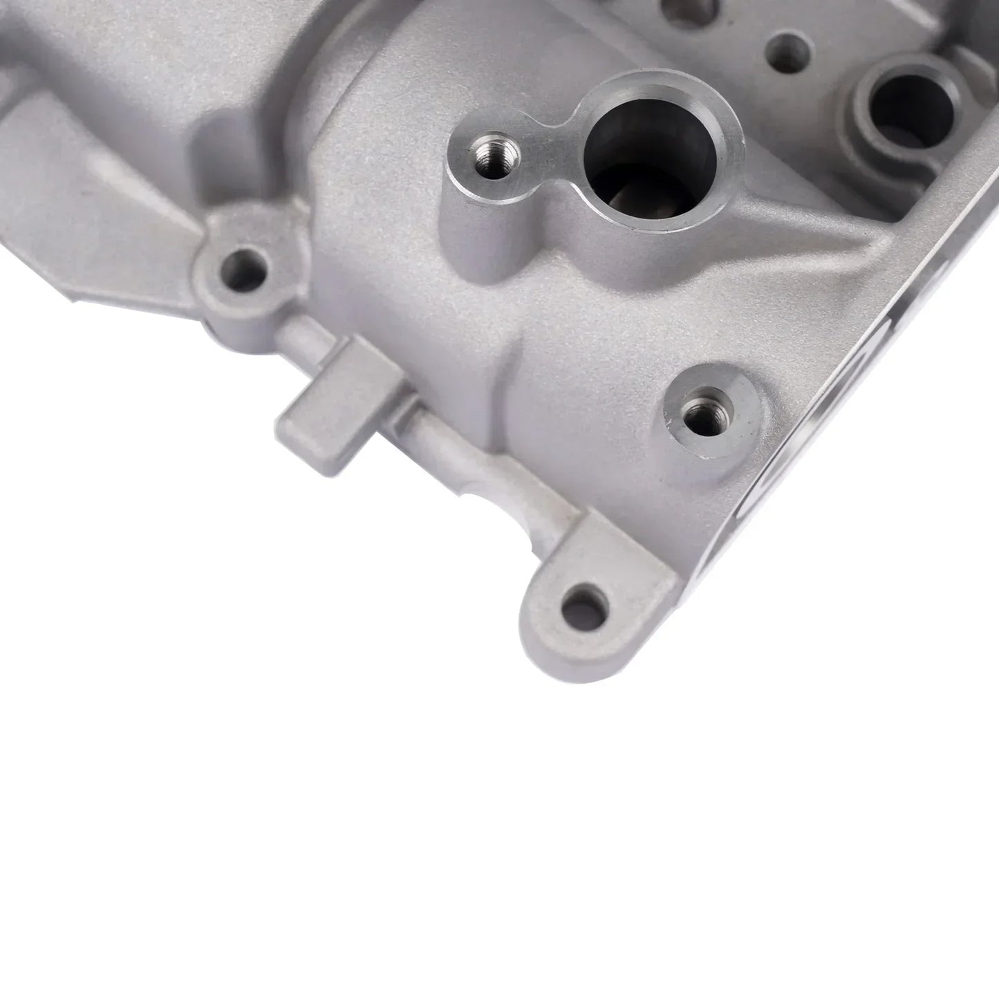 Gray metallic engine block with machined surfaces and threaded bolt holes for ford transit 2.0 ecoblue gk2q6e262ac