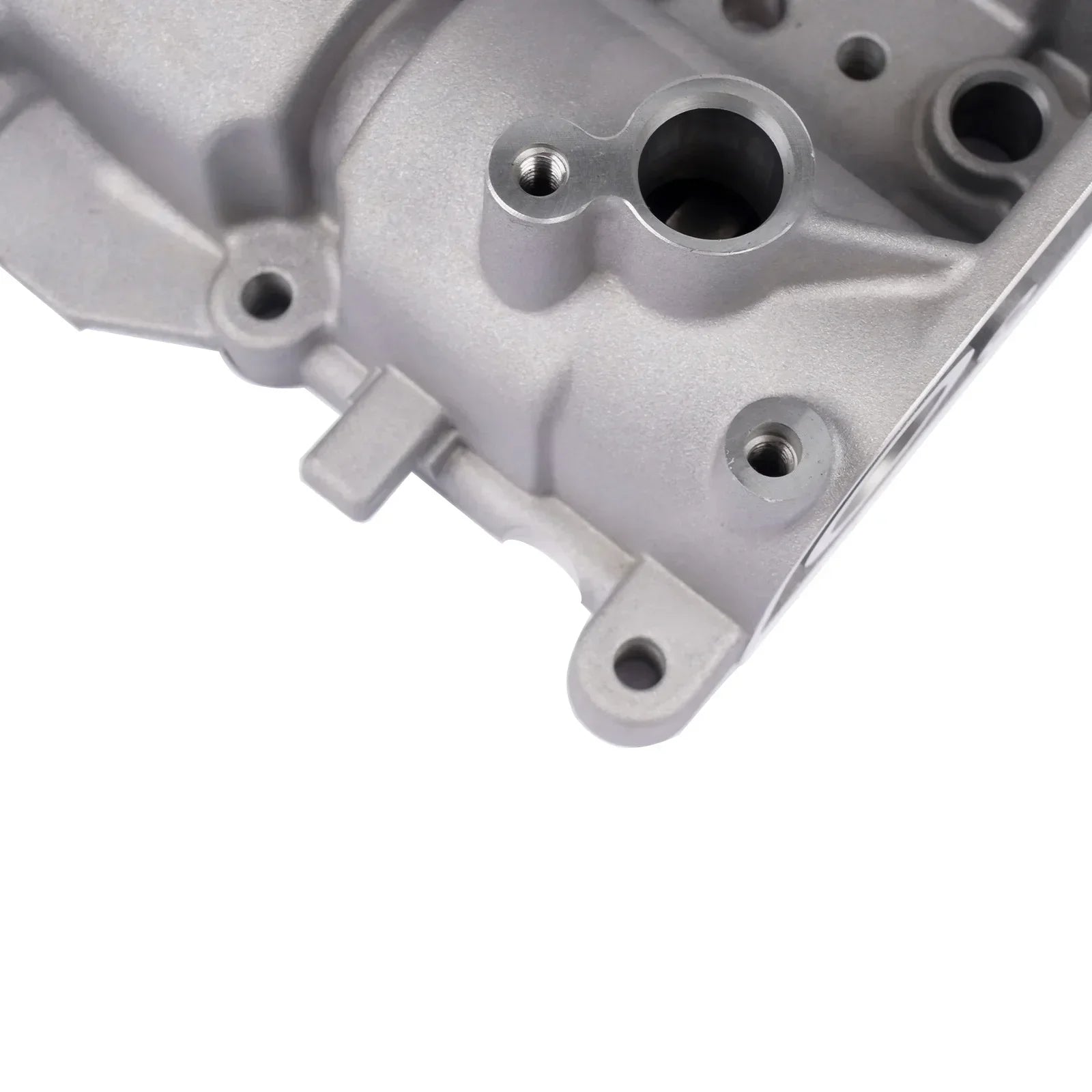 Gray metallic engine block with machined surfaces and threaded bolt holes for ford transit 2.0 ecoblue gk2q6e262ac
