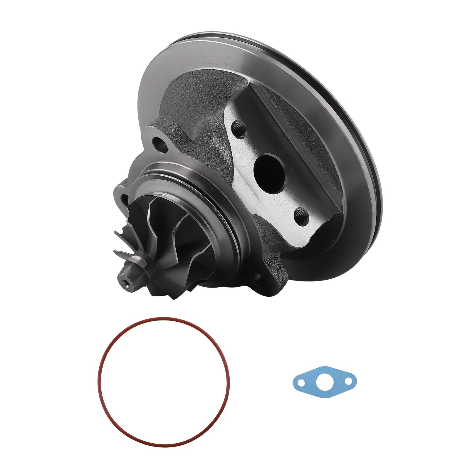 Czarny metaliczny korpus turbosprężarki diesel m57d30 z czerwoną uszczelką gumową do bmw 335d 535d 635d