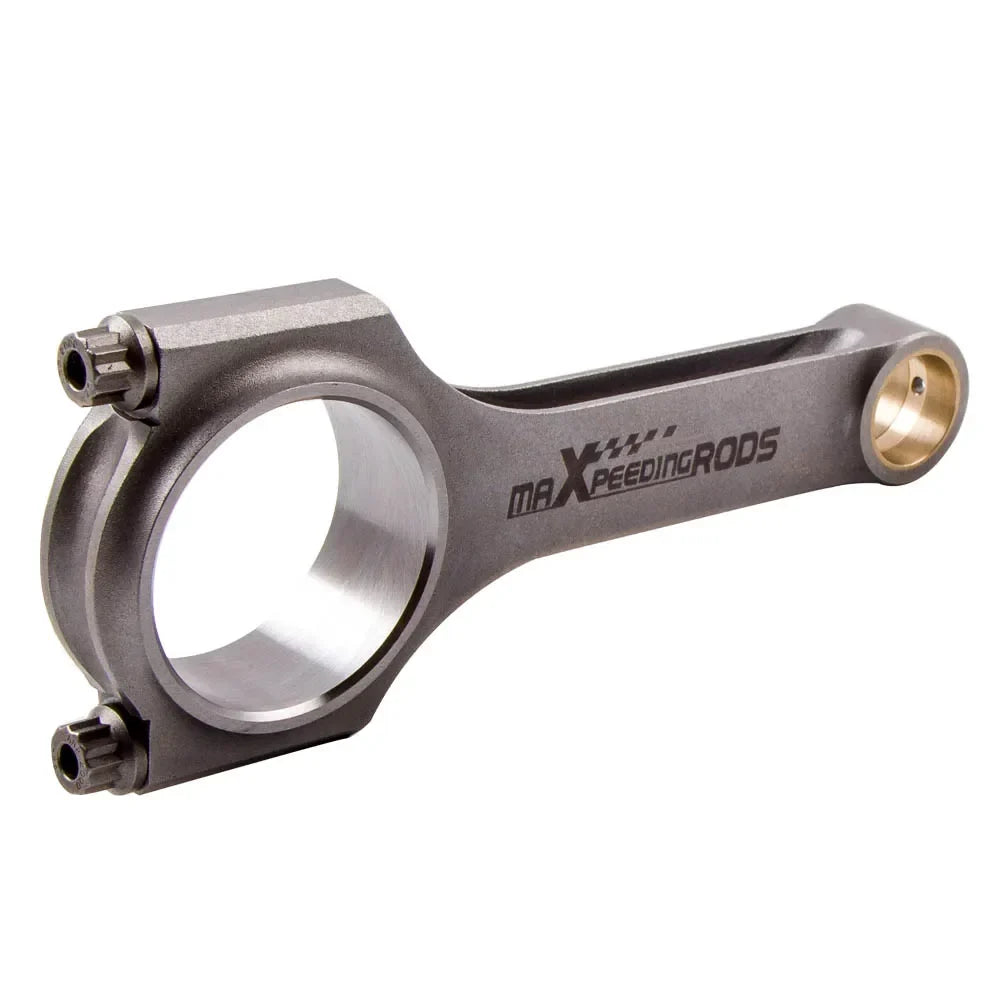 Szare metaliczne kute korbowody h-beam 4340 do fiata 500 starego modelu z mosiężnymi nakładkami marki maxpeedingrods