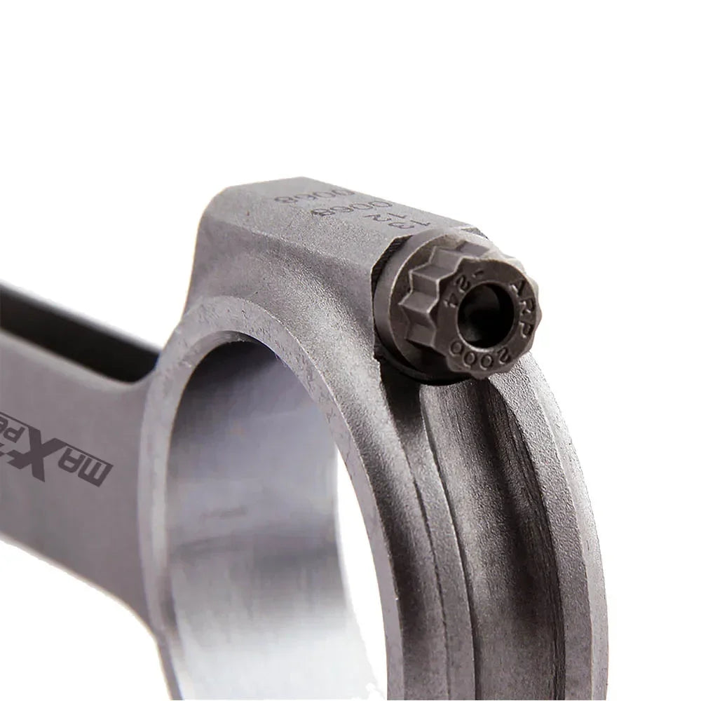 Szare metaliczne kute korbowody h-beam 4340 do fiata 500 starego modelu z teksturowaną nakrętką sześciokątną i grawerem