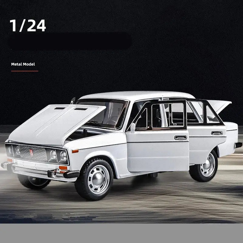 LADA 1:24 – Metalowy Model Kolekcjonerski z Otwieranymi Drzwiami Efektami Dźwiękowymi i Mechanizmem Cofania - Biały