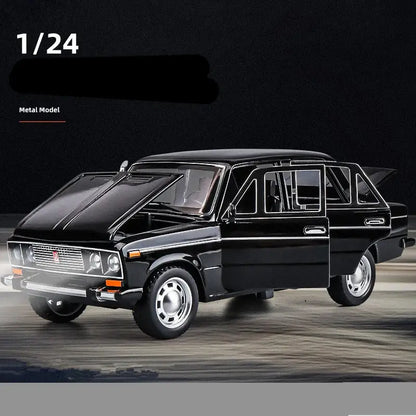 LADA 1:24 – Metalowy Model Kolekcjonerski z Otwieranymi Drzwiami Efektami Dźwiękowymi i Mechanizmem Cofania - Czarny