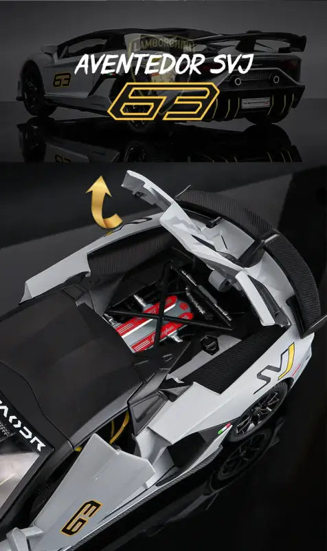 Lamborghini Aventador SVJ 63 1:24 – Model Z Otwieranymi Drzwiami i Efektami Dźwiękowymi