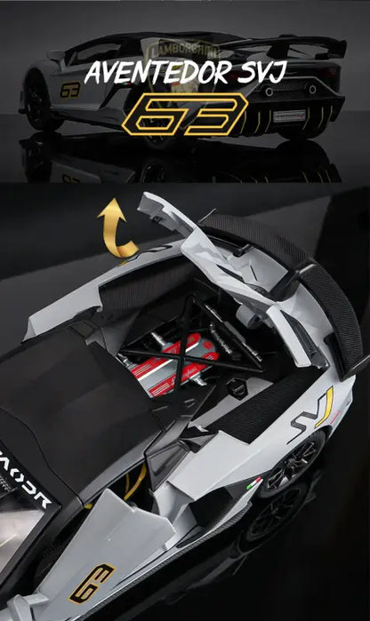 Lamborghini Aventador SVJ 63 1:24 – Model Z Otwieranymi Drzwiami i Efektami Dźwiękowymi