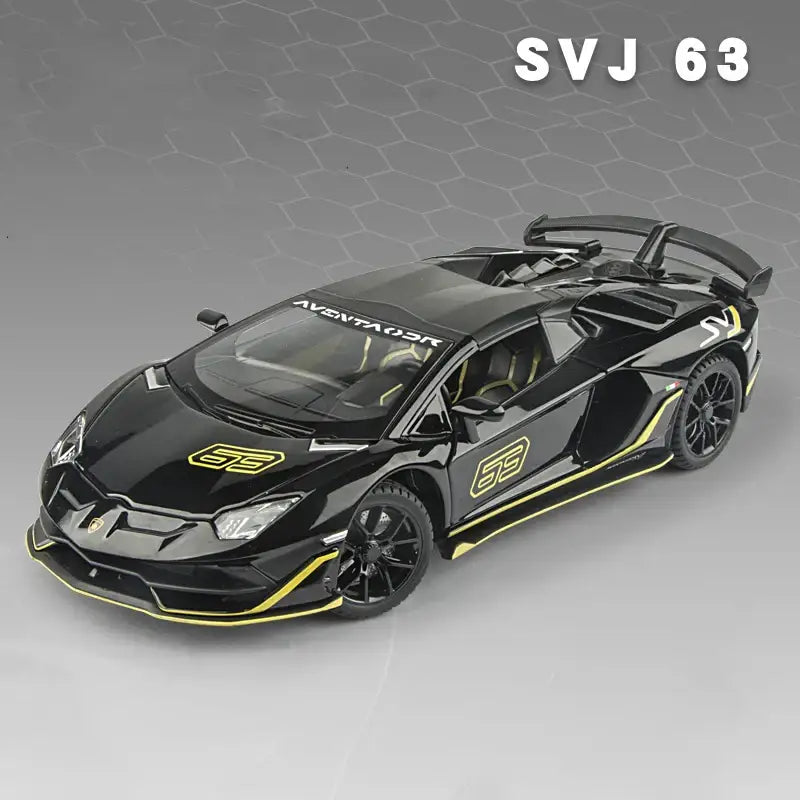 Lamborghini Aventador SVJ 63 1:24 – Model Z Otwieranymi Drzwiami i Efektami Dźwiękowymi - Czarny