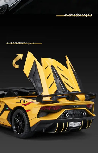 Lamborghini Aventador SVJ 63 1:24 – Model Z Otwieranymi Drzwiami i Efektami Dźwiękowymi