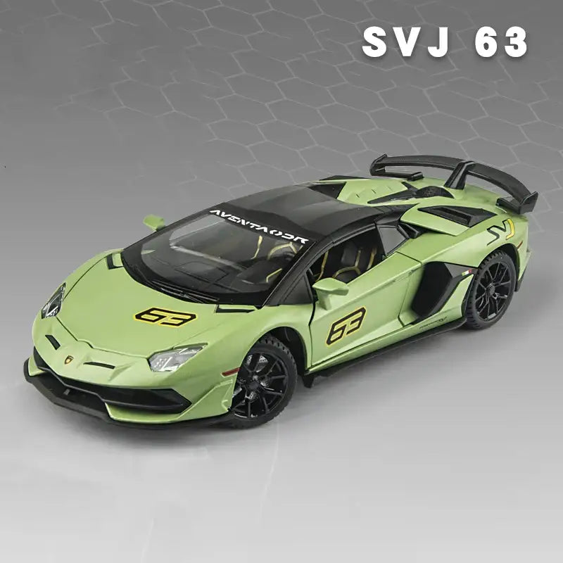 Lamborghini Aventador SVJ 63 1:24 – Model Z Otwieranymi Drzwiami i Efektami Dźwiękowymi - Zielony