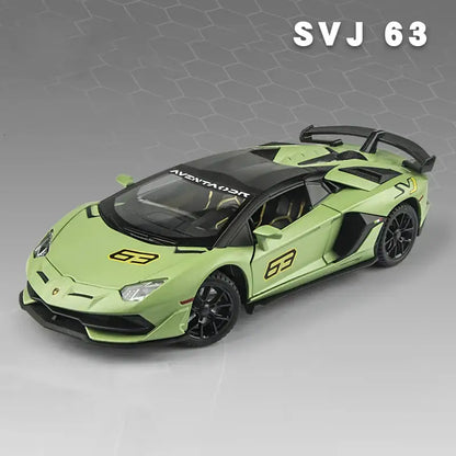 Lamborghini Aventador SVJ 63 1:24 – Model Z Otwieranymi Drzwiami i Efektami Dźwiękowymi - Zielony