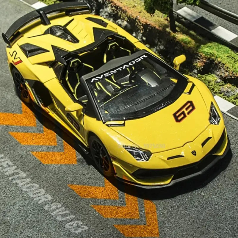 Lamborghini Aventador SVJ 63 1:24 – Model Z Otwieranymi Drzwiami i Efektami Dźwiękowymi
