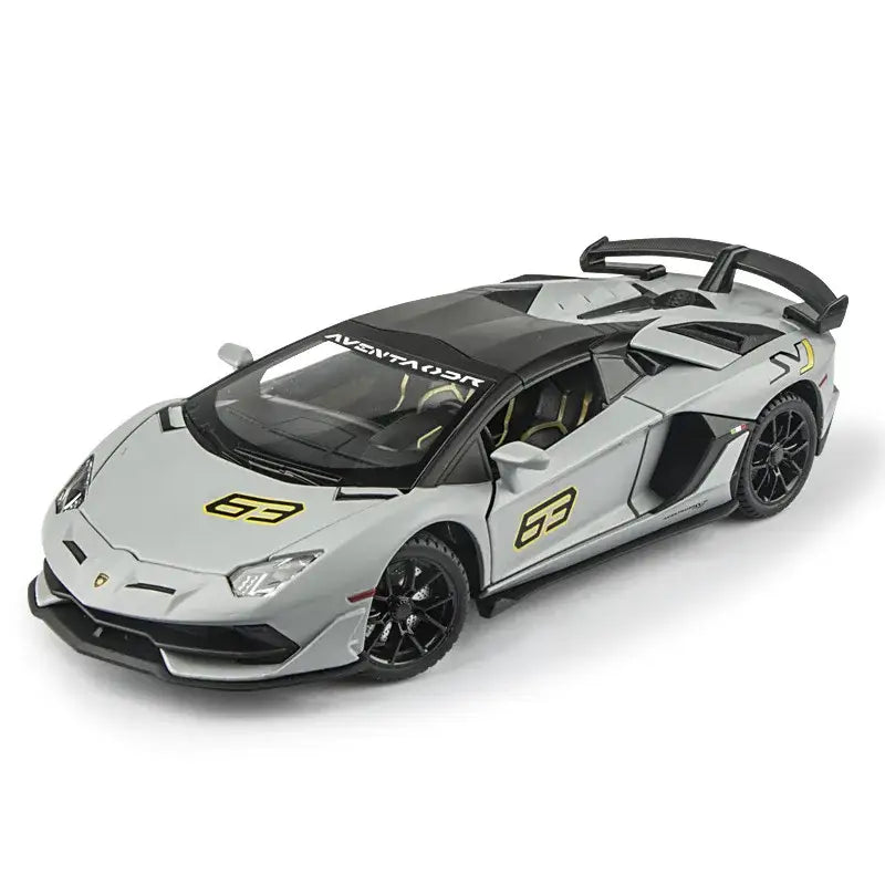 Lamborghini Aventador SVJ 63 1:24 – Model Z Otwieranymi Drzwiami i Efektami Dźwiękowymi - Szary